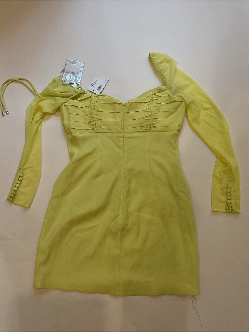 NWT Self-Portrait Lemon Ruched Cutout Mini Dress - Picture 10 of 10